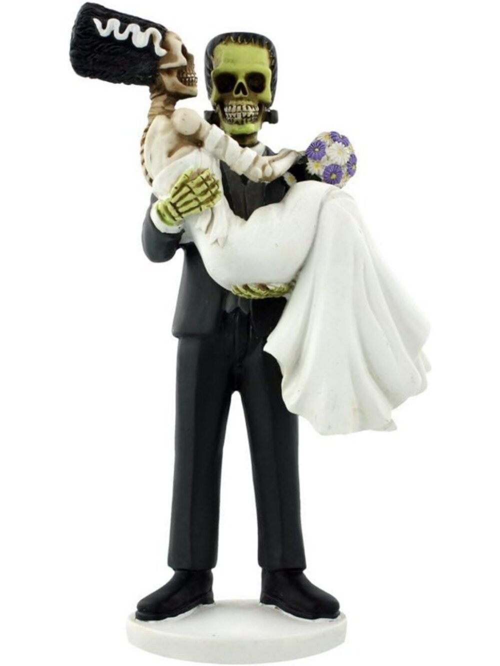 Unique Frankenskull & Bride Figurine - Gothic Home Decor, Halloween Collectible